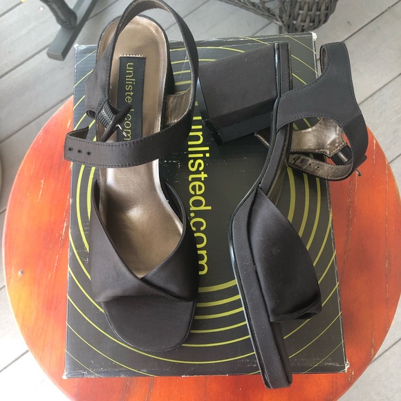 Unlisted Black Fabric Square-Toe, Y2K Block-Heels 7.5 - Picture 2 of 6